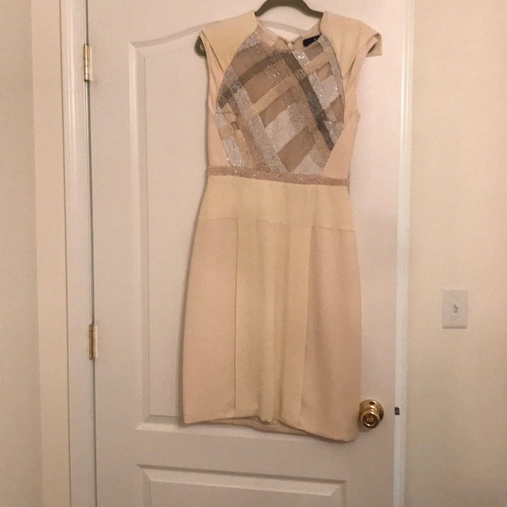 Cream beaded formal dress